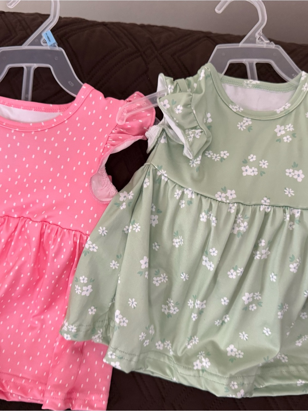 Kidgets Pink Dot & Mint Green Floral Dress Set